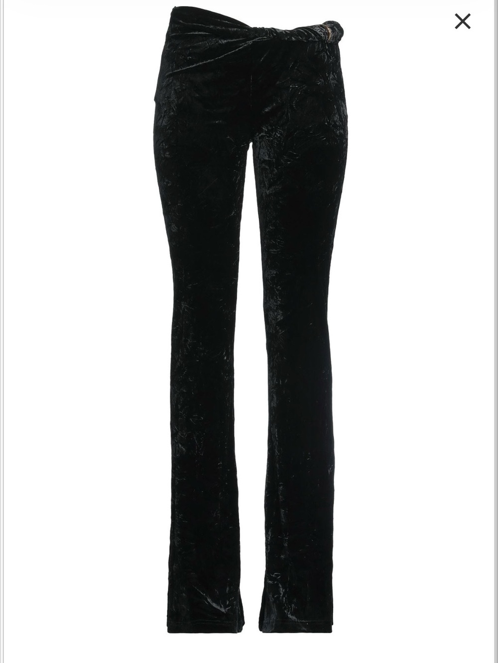 Versace Black Crushed Velvet Twist Front Trousers